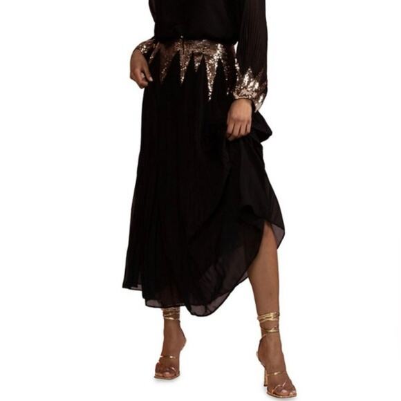 CYNTHIA ROWLEY Sequin Starburst Silk Maxi Skirt | US 6 - Picture 1 of 13